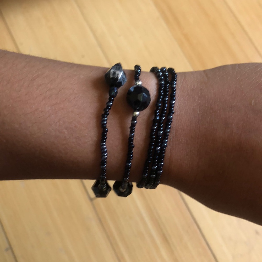 Black stacking bracelets
